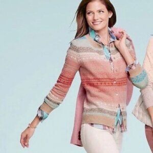 Talbots Pastel Fair Isle cardigan sweater